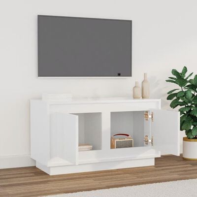 vidaXL TV Cabinet High Gloss White 80x35x45 cm Engineered Wood