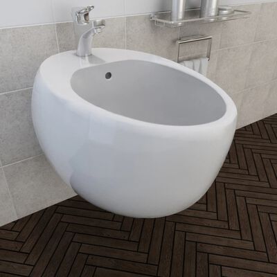 vidaXL Wall Hung Bidet White Ceramic