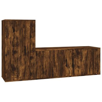 vidaXL 2 Piece TV Cabinet Set Smoked Oak Engineered Wood