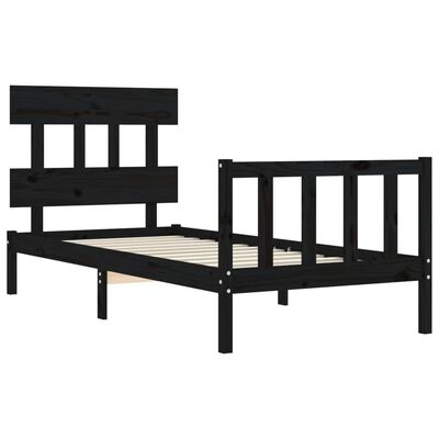 vidaXL Bed Frame without Mattress Black Single Solid Wood Pine