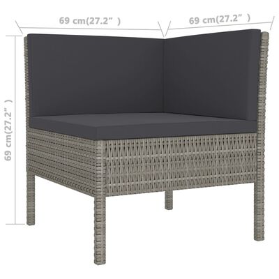 vidaXL 13 Piece Garden Lounge Set with Cushions Poly Rattan Grey