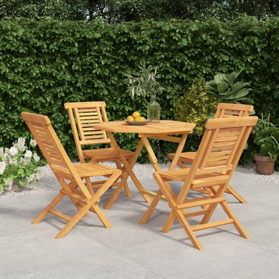 vidaXL 5 Piece Garden Dining Set Solid Wood Teak