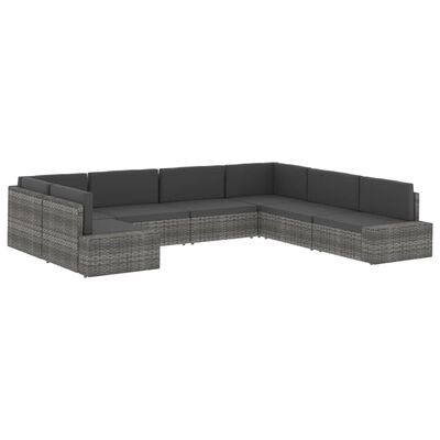 vidaXL 2 Piece Garden Lounge Set Poly Rattan Grey