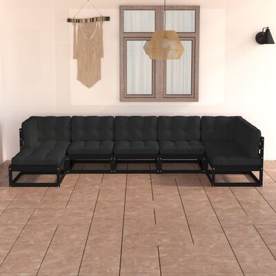 vidaXL 7 Piece Garden Lounge Set with Cushions Solid Pinewood