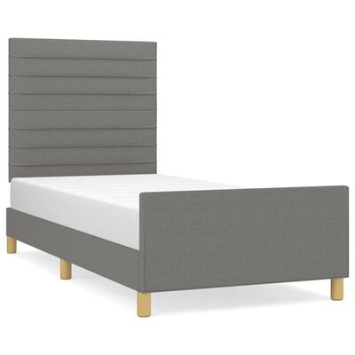 vidaXL Bed Frame without Mattress Dark Grey 107x203 cm King Single Size Fabric