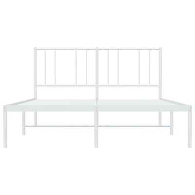 vidaXL Metal Bed Frame without Mattress with Headboard White 135x190 cm Double