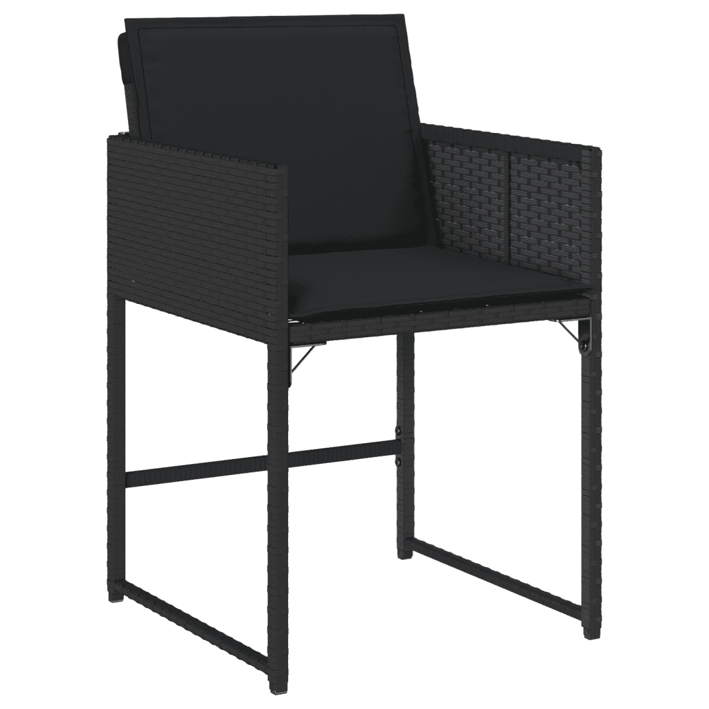 vidaXL 9 Piece Garden Dining Set with Cushions Black Poly Rattan