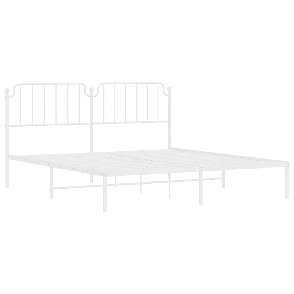 vidaXL Metal Bed Frame without Mattress with Headboard White 180x200 cm Super King