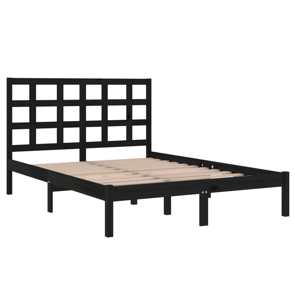 vidaXL Bed Frame without Mattress Black 150x200 cm King Size Solid Wood