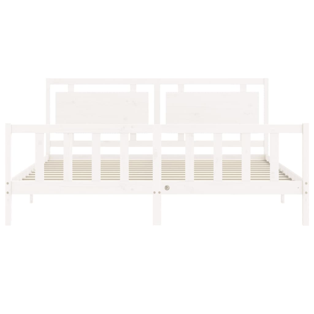 vidaXL Bed Frame without Mattress White Solid Wood Pine