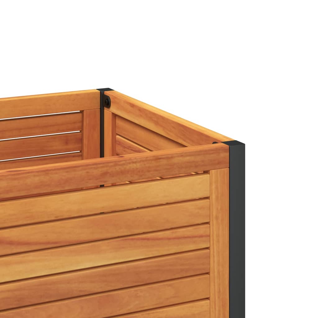 vidaXL Garden Planter with Shelf 45x45x80 cm Solid Wood Acacia and Steel