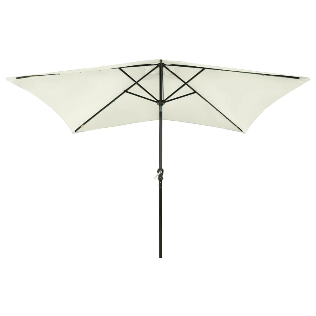 vidaXL Garden Parasol with LEDs and Steel Pole Sand 2x3 m