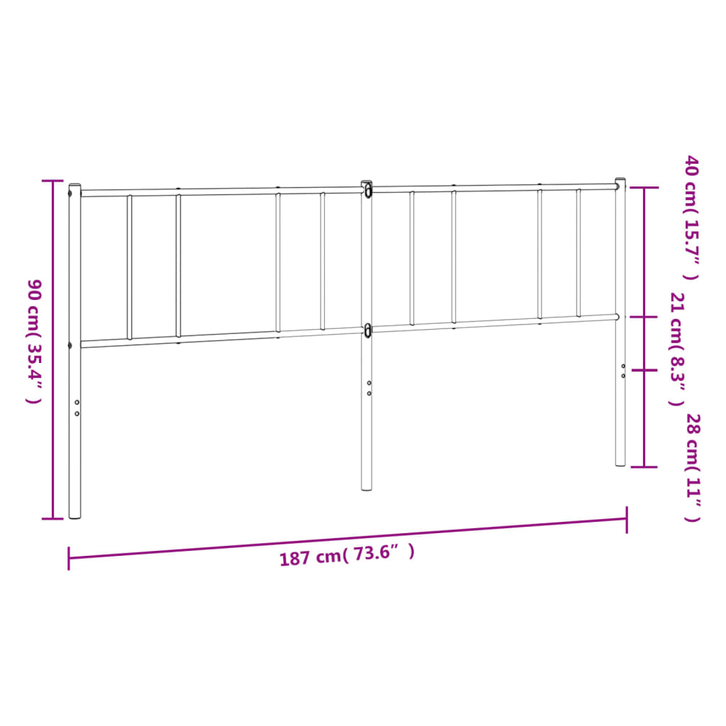 vidaXL Metal Headboard White 180 cm