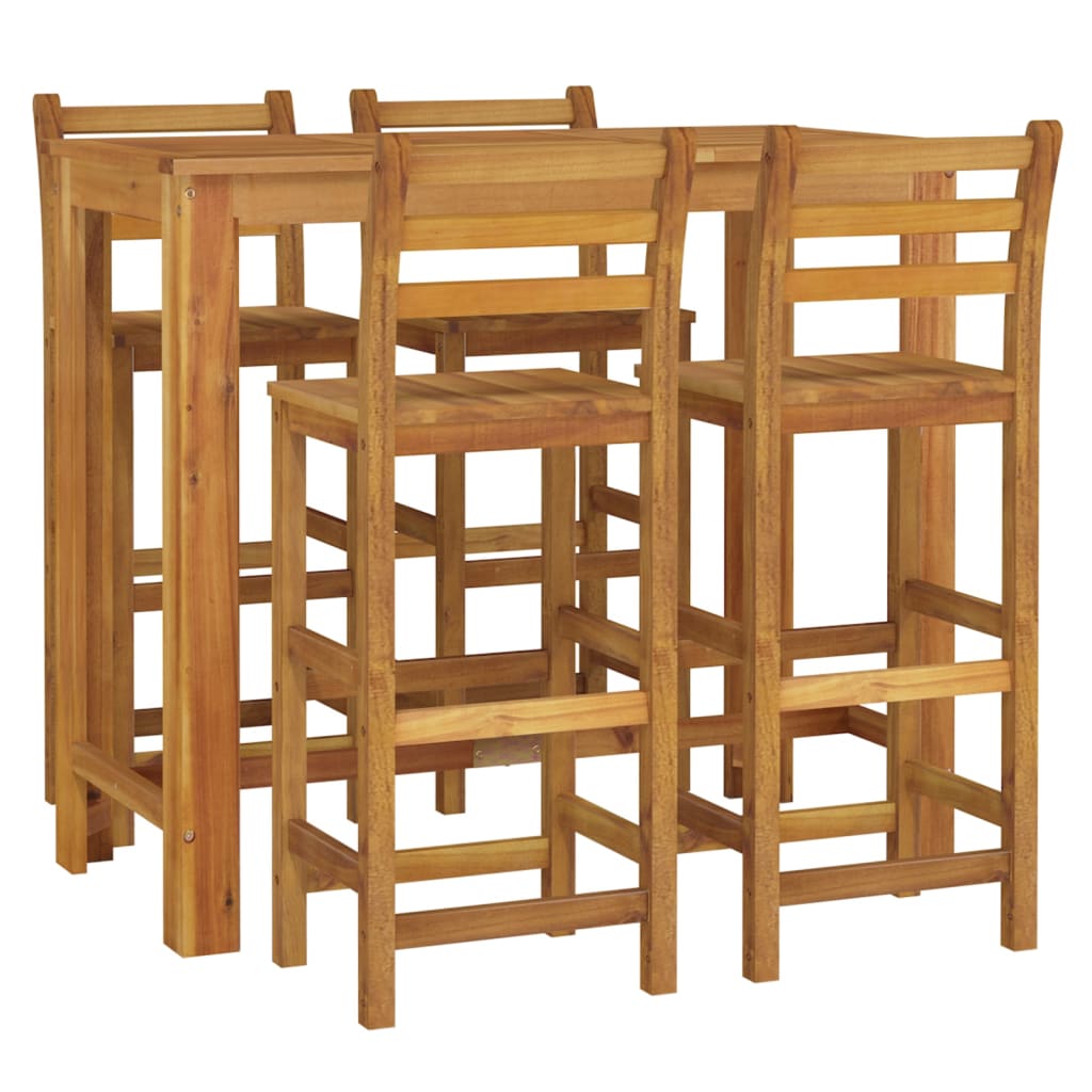 vidaXL 5 Piece Garden Bar Set Solid Wood Acacia