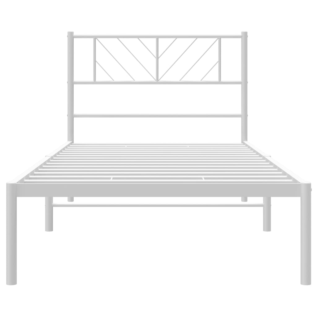 vidaXL Metal Bed Frame without Mattress with Headboard White 90x190 cm Single