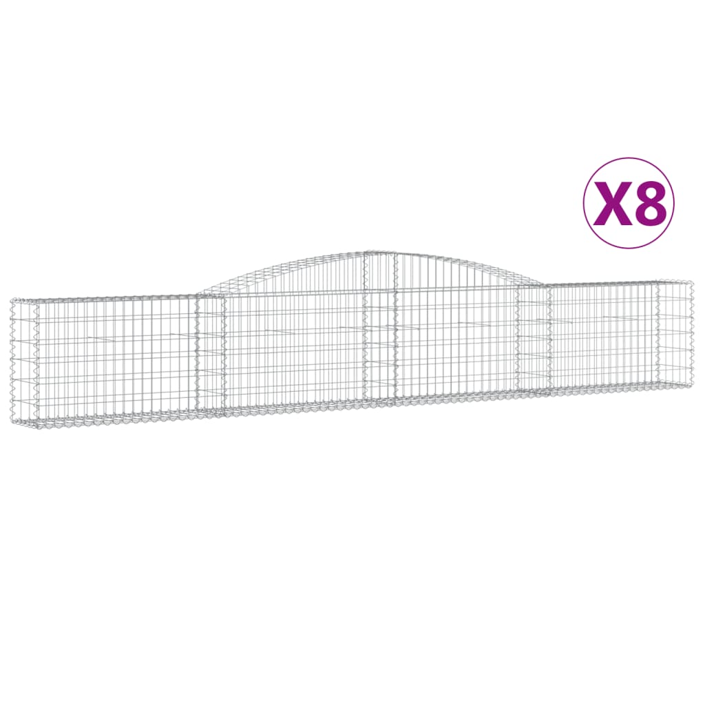 vidaXL Arched Gabion Baskets 8 pcs 400x30x60/80 cm Galvanised Iron