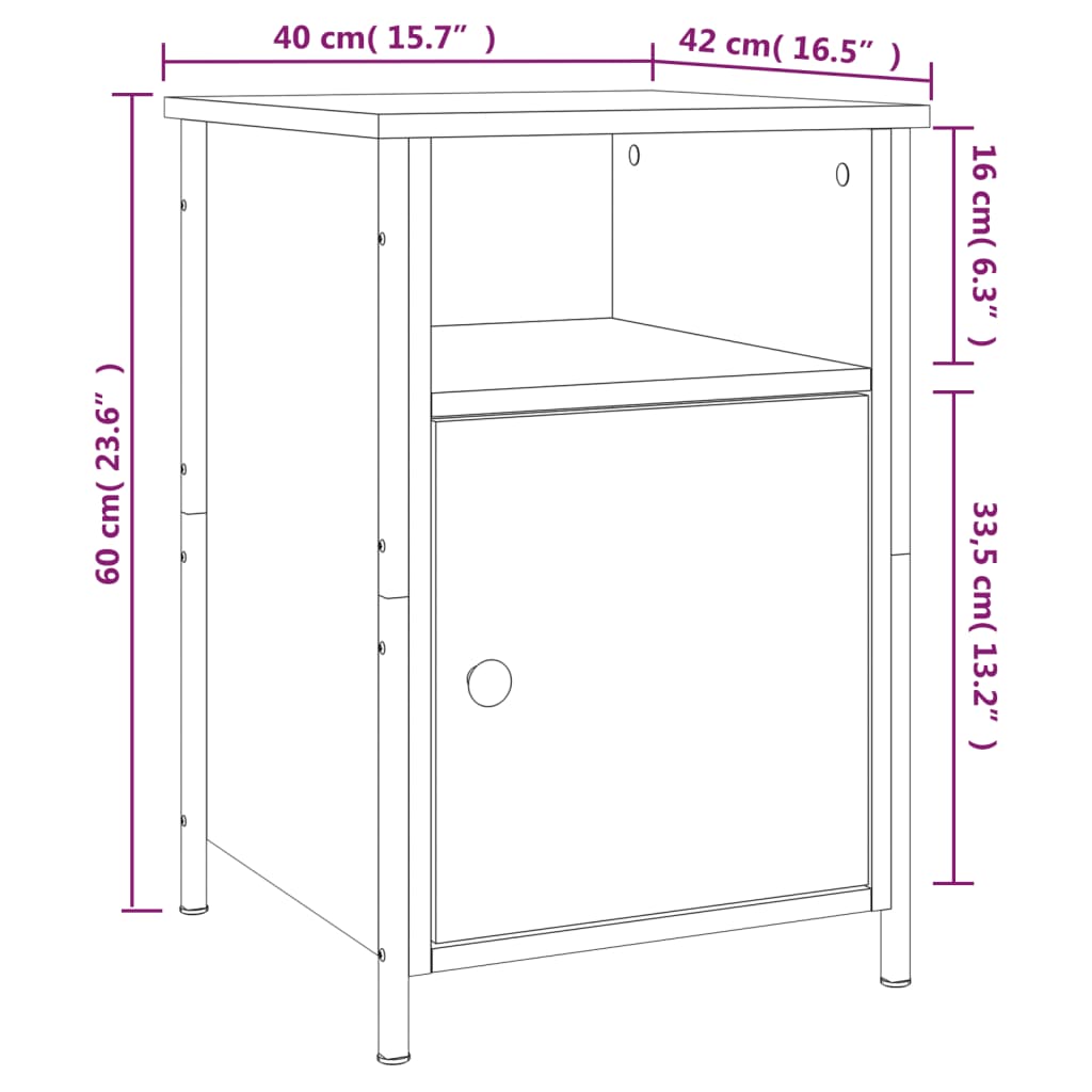 vidaXL Bedside Cabinets 2 pcs Sonoma Oak 40x42x60 cm Engineered Wood