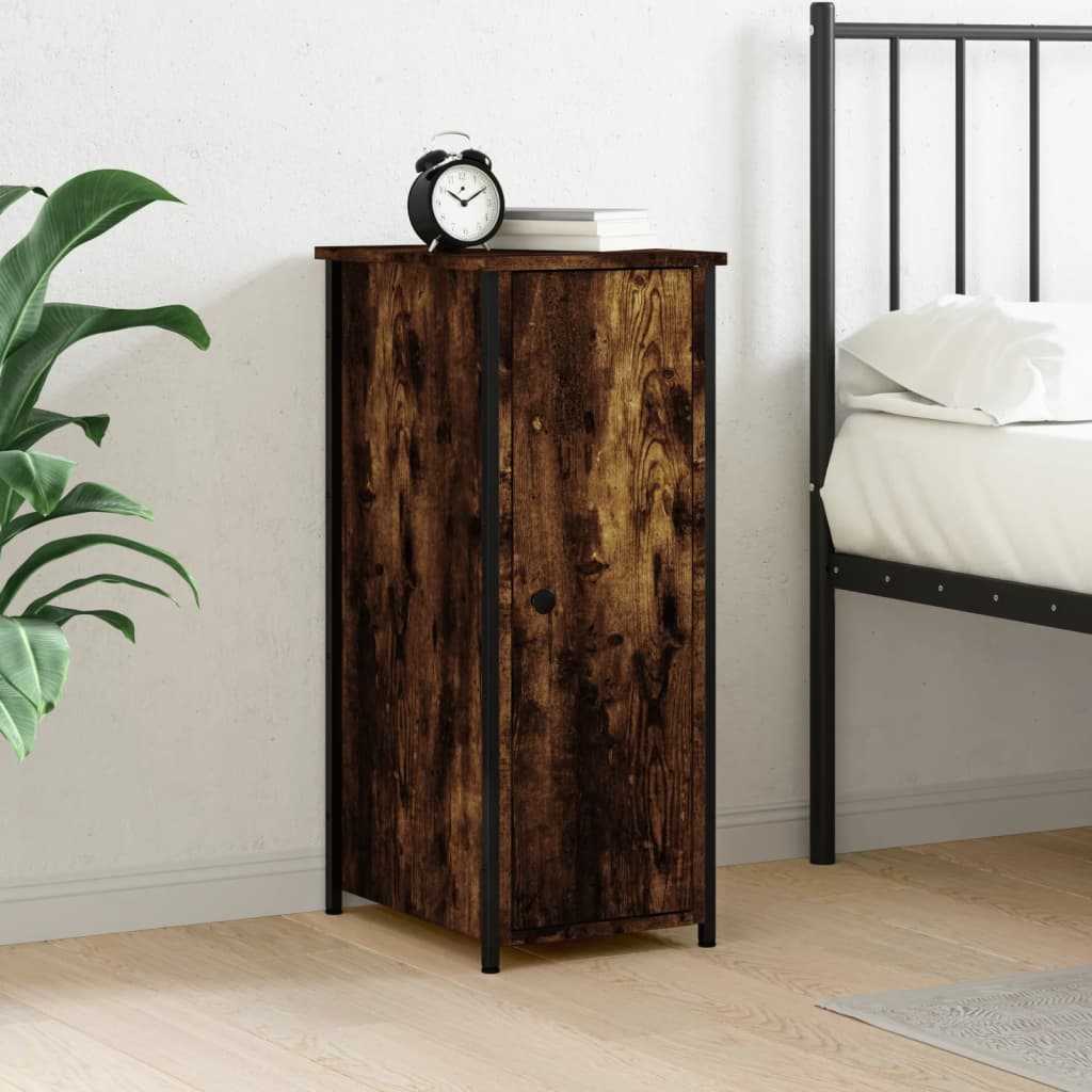 vidaXL Bedside Cabinet Smoked Oak 32x42x80 cm Engineered Wood