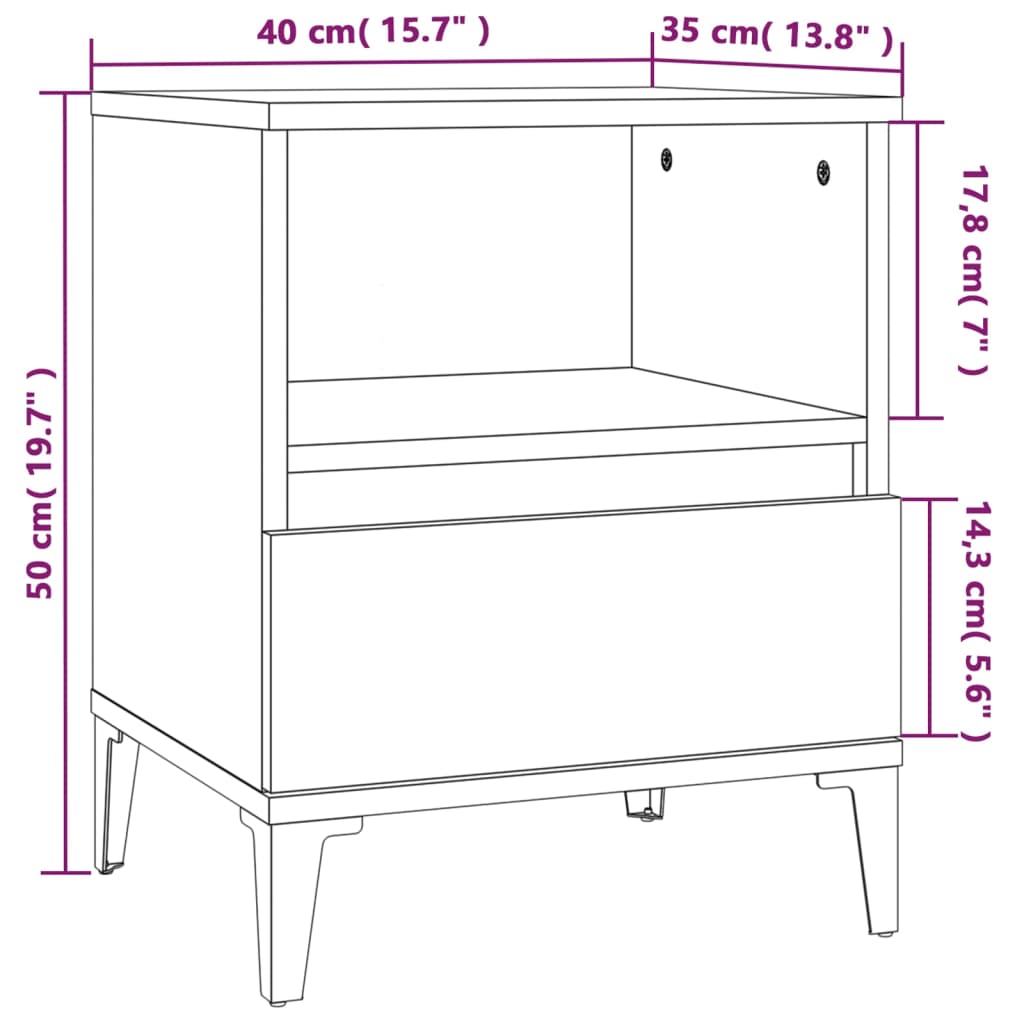 vidaXL Bedside Cabinets 2 pcs High Gloss White 40x35x50 cm