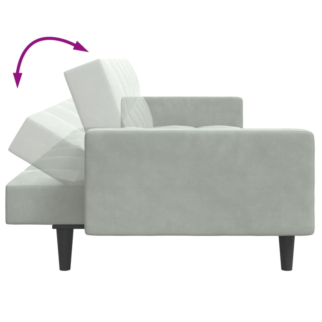 vidaXL 2-Seater Sofa Bed with Footstool Light Grey Velvet