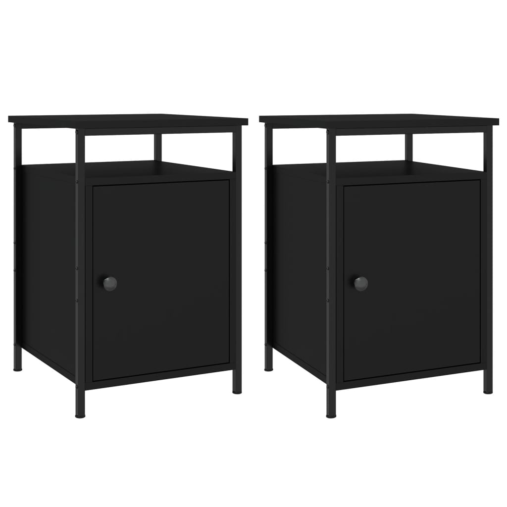 vidaXL Bedside Cabinets 2 pcs Black 40x42x60 cm Engineered Wood