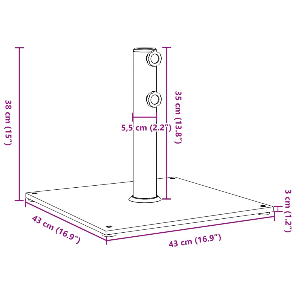 vidaXL Parasol Base for Ø32/38/48 mm Poles 17 kg Square