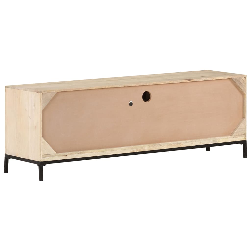 vidaXL TV Cabinet 120x30x40 cm Solid Mango Wood and Natural Cane