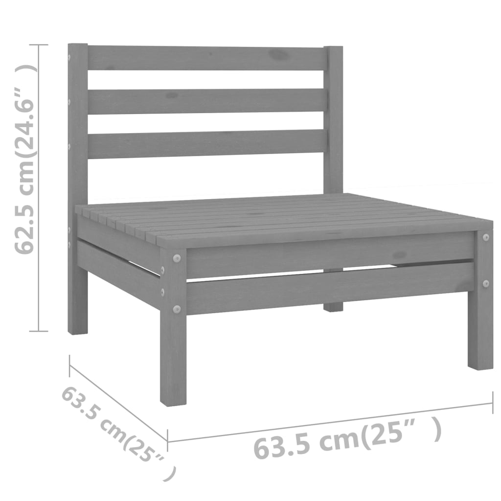 vidaXL 7 Piece Garden Lounge Set Grey Solid Pinewood