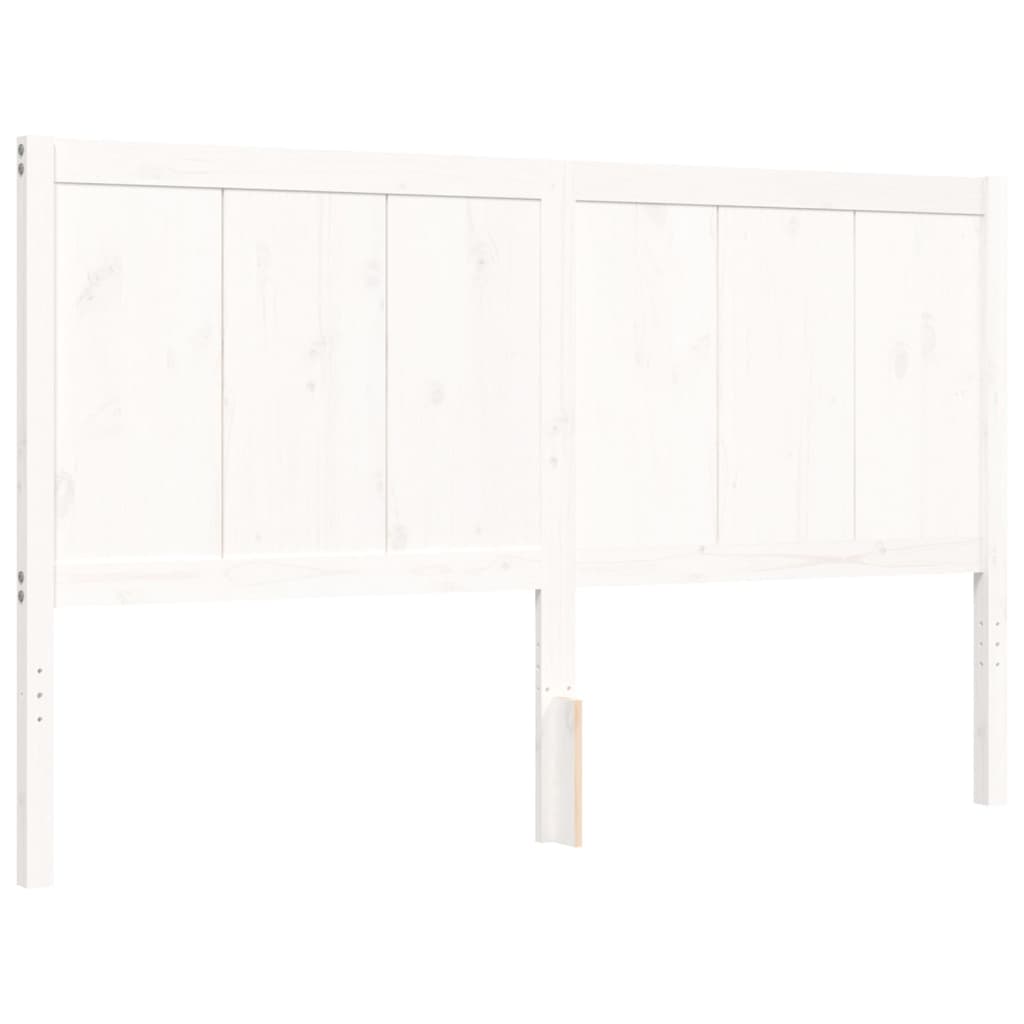 vidaXL Bed Frame without Mattress White King Size Solid Wood