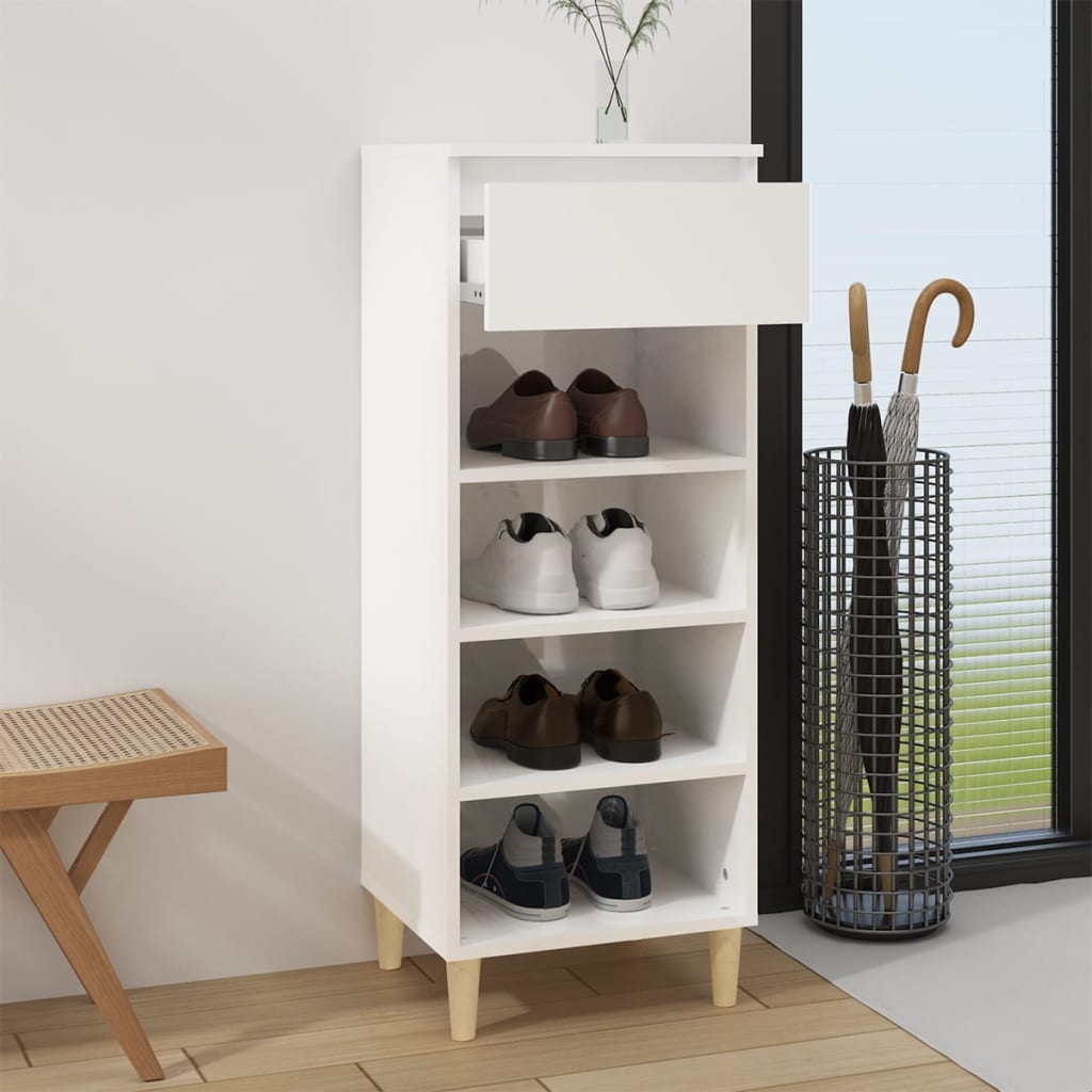 vidaXL Shoe Cabinet High Gloss White 40x36x105 cm Engineered Wood