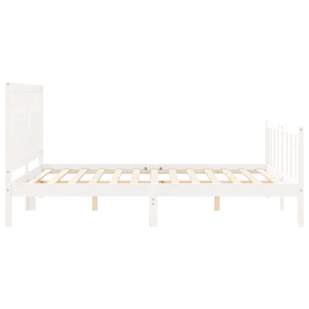 vidaXL Bed Frame without Mattress White King Size Solid Wood Pine