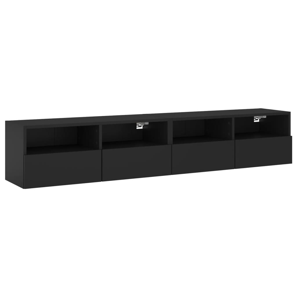 vidaXL TV Wall Cabinets 2 pcs Black 80x30x30 cm Engineered Wood