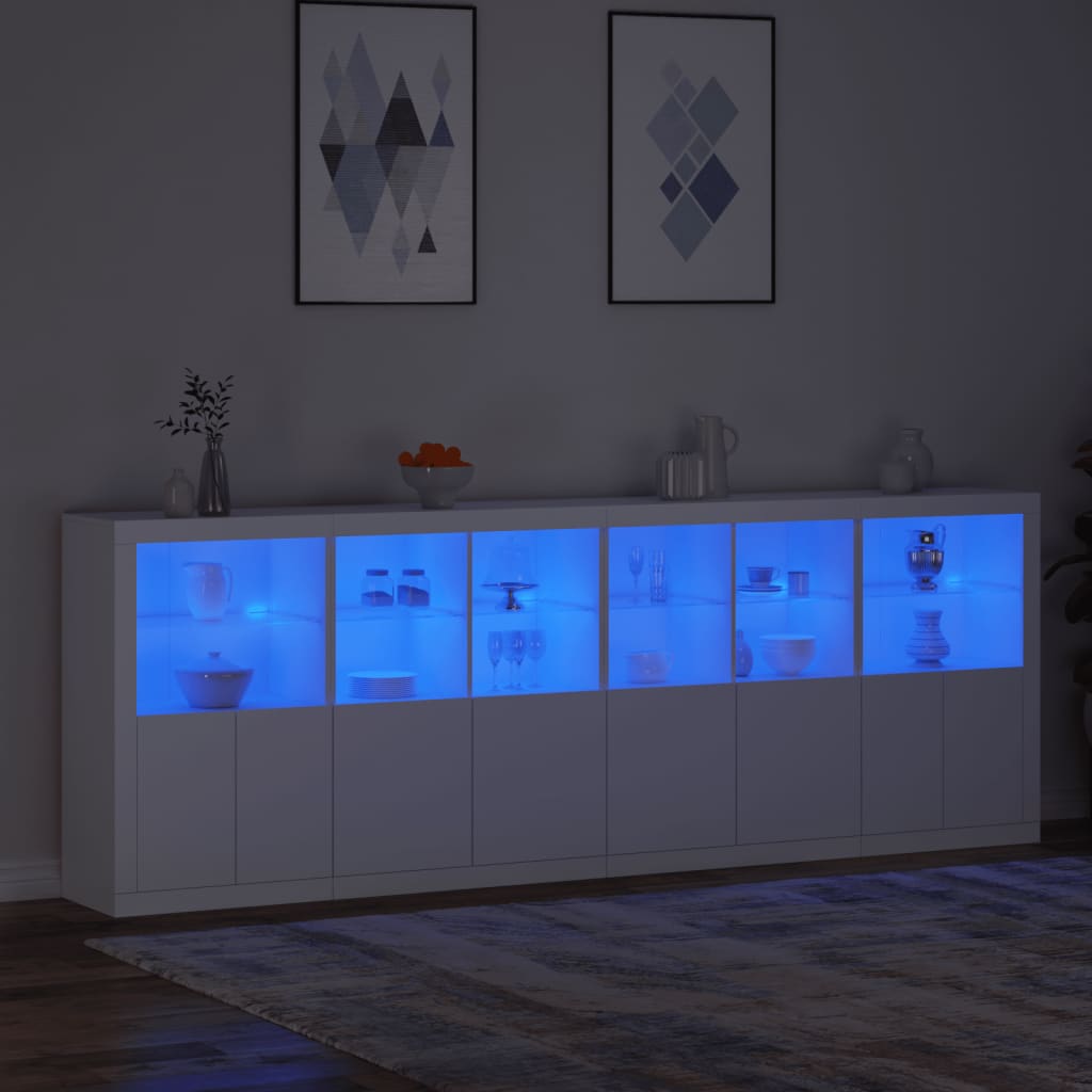 vidaXL Sideboard with LED Lights White 283x37x100 cm