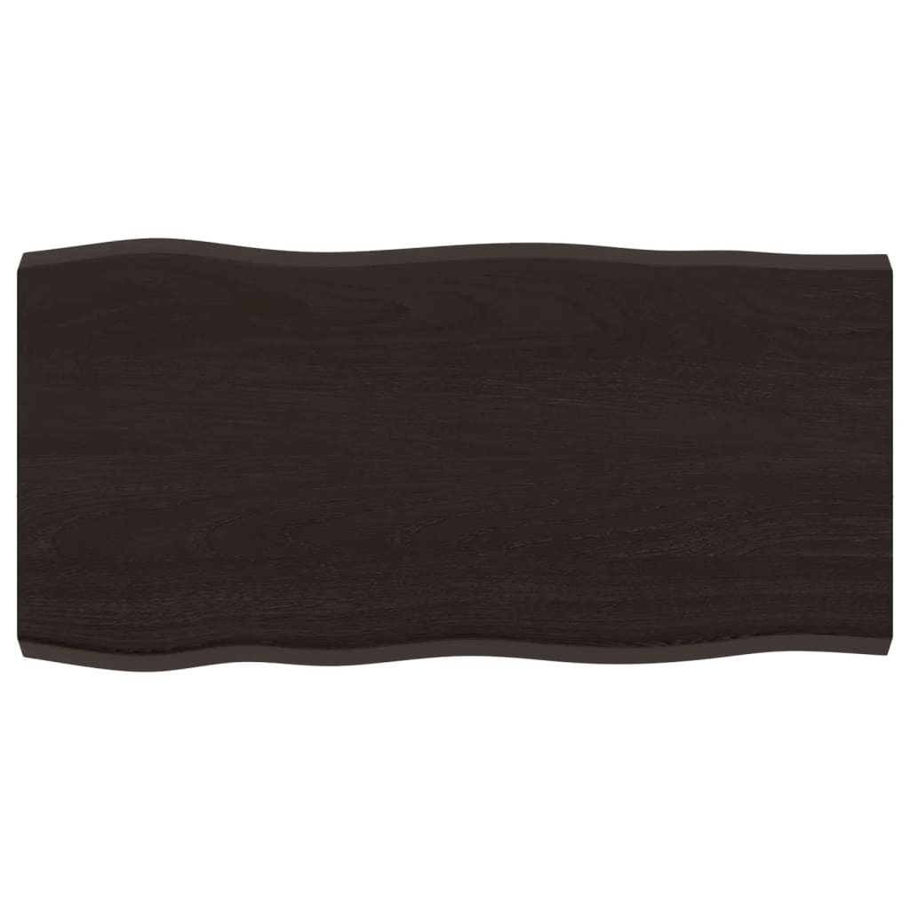 vidaXL Table Top Dark Brown 80x40x(2-4) cm Treated Solid Wood Live Edge