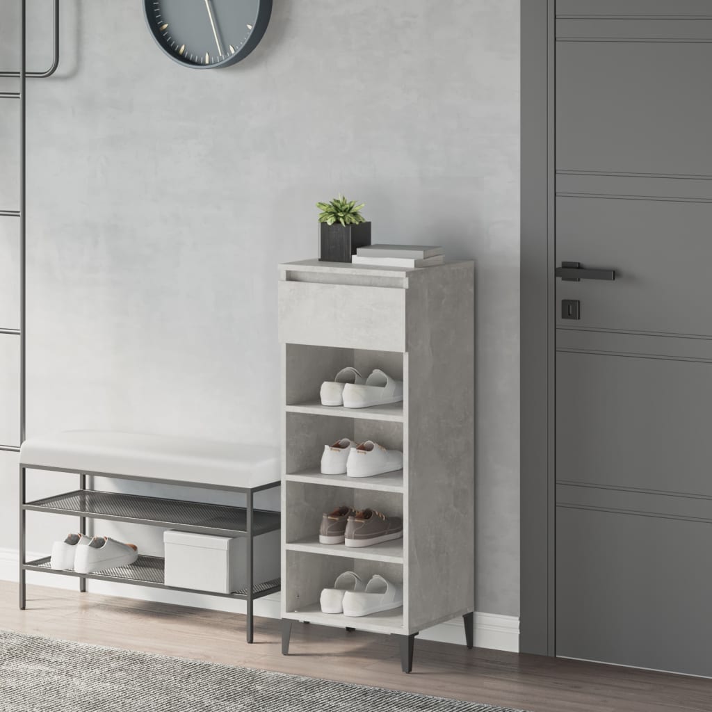 vidaXL Shoe Rack Concrete Grey 40x36x105 cm Engineered Wood