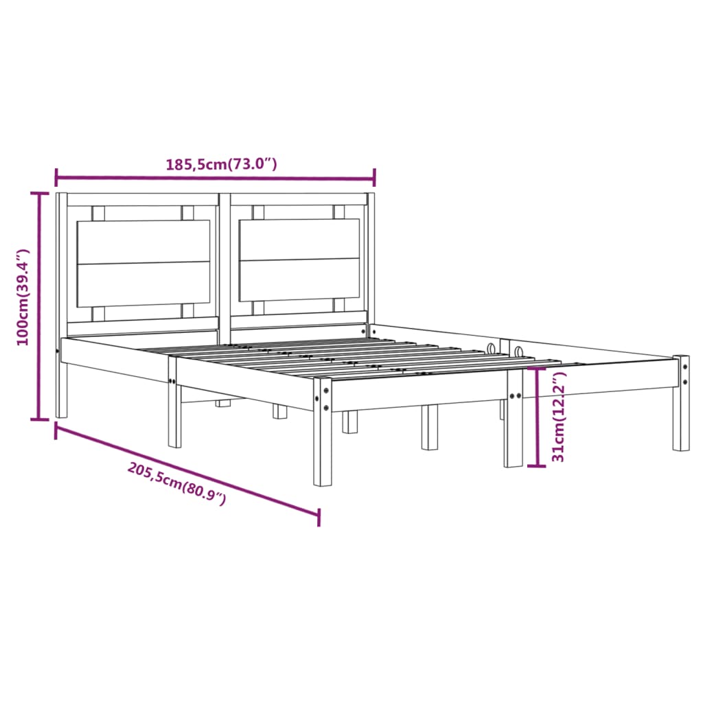 vidaXL Bed Frame without Mattress White 180x200 cm Super King Solid Wood