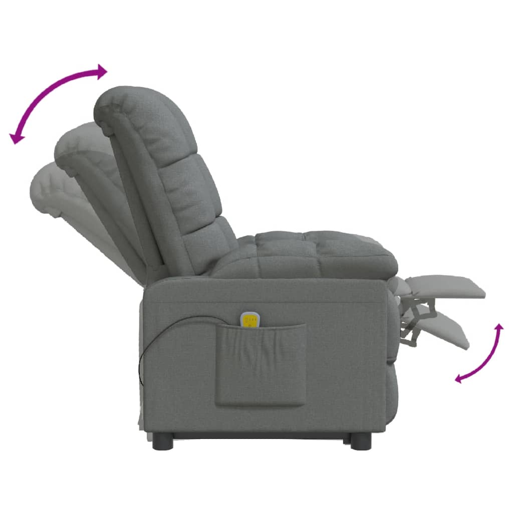 vidaXL Massage Chair Dark Grey Fabric