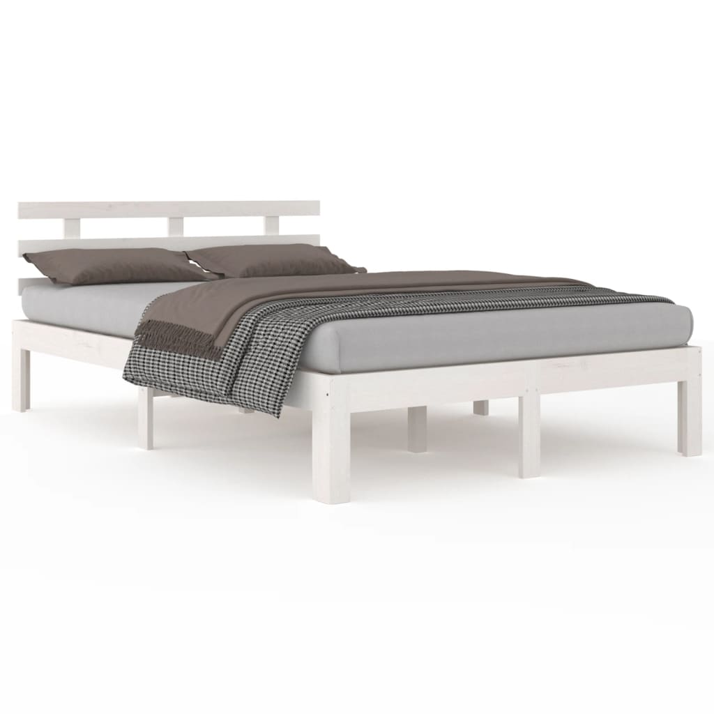 vidaXL Bed Frame without Mattress White Solid Wood 150x200 cm King Size