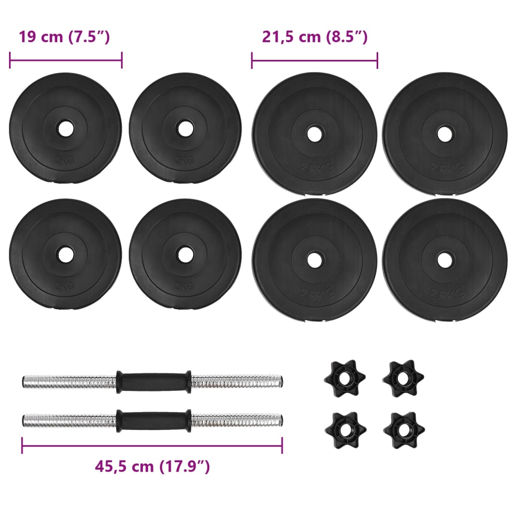 vidaXL 14 Piece Dumbbell Set 20 kg