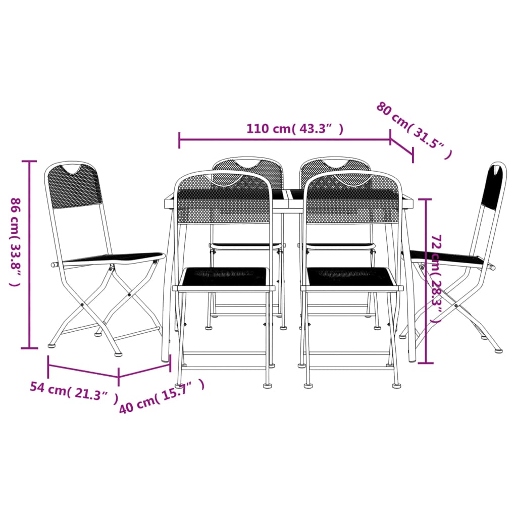 vidaXL 7 Piece Garden Dining Set Anthracite Metal Mesh