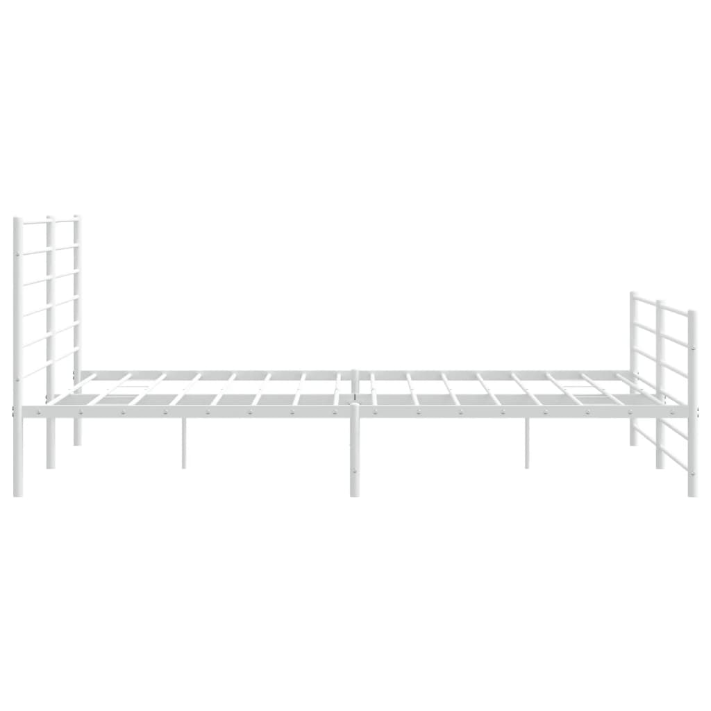 vidaXL Metal Bed Frame without Mattress with Footboard White 180x200 cm Super King