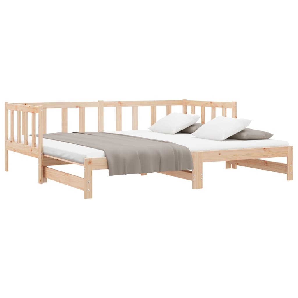 vidaXL Day Bed with Trundle without Mattress 90x190 cm Single Solid Wood