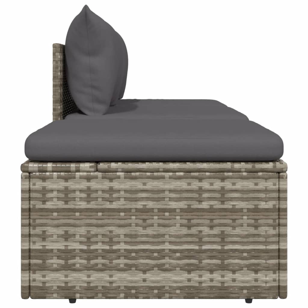 vidaXL 3 Piece Garden Lounge Set with Cushions Grey Poly Rattan