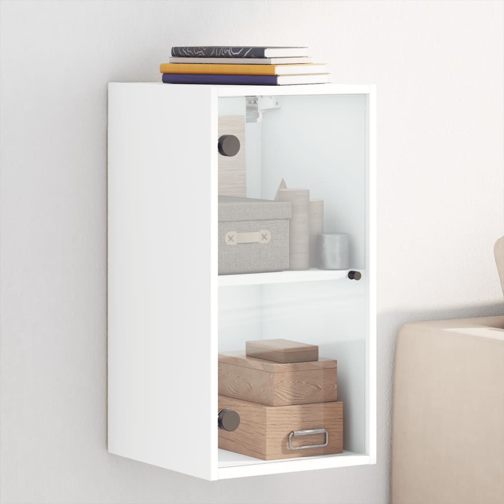 vidaXL Wall Cabinet with Glass Doors White 35x37x68.5 cm