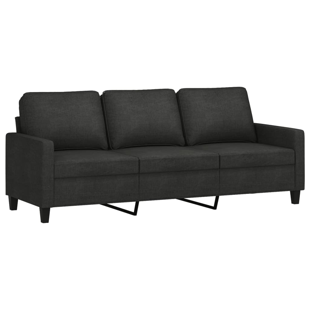 vidaXL 3 Piece Sofa Set with Cushions Black Fabric