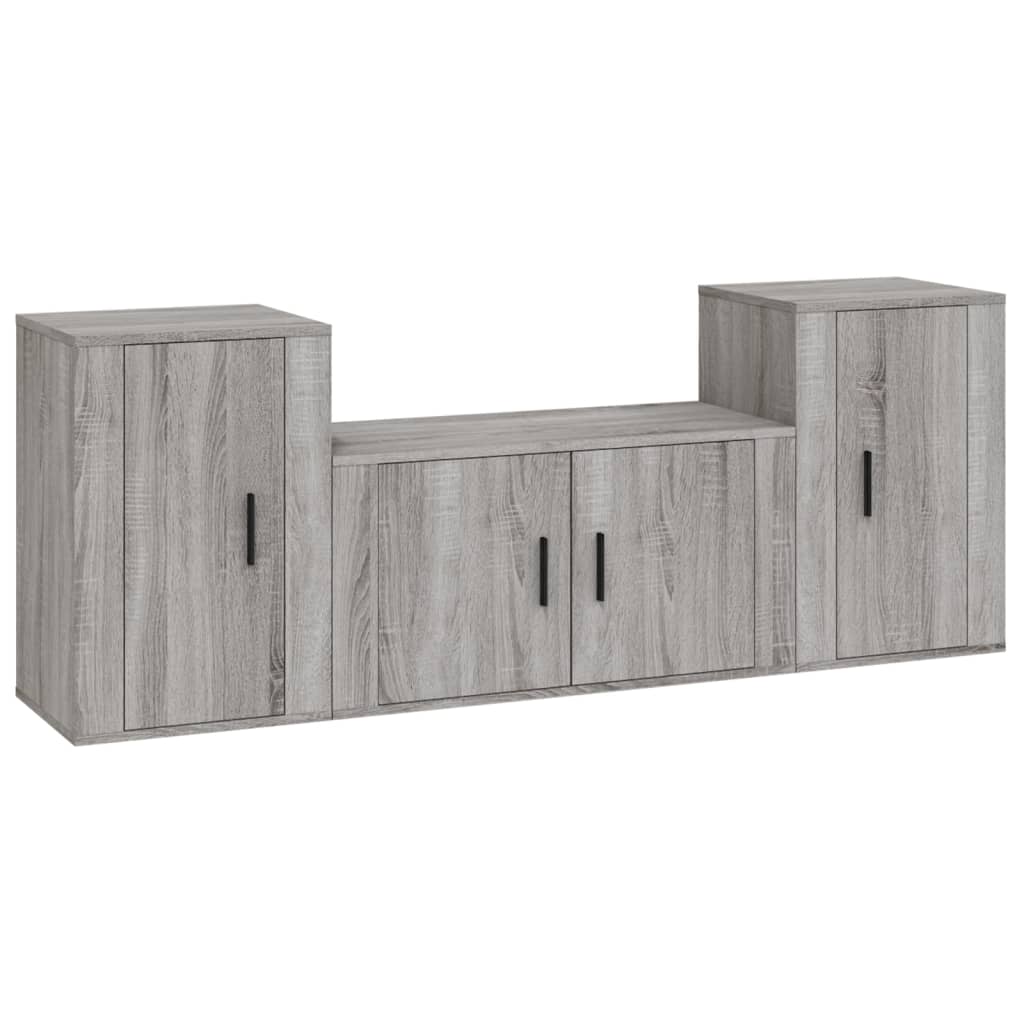 vidaXL 3 Piece TV Cabinet Set Grey Sonoma Engineered Wood