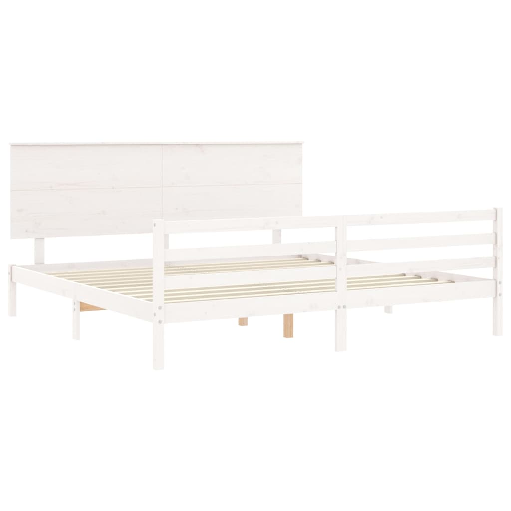 vidaXL Bed Frame without Mattress White Super King Size Solid Wood