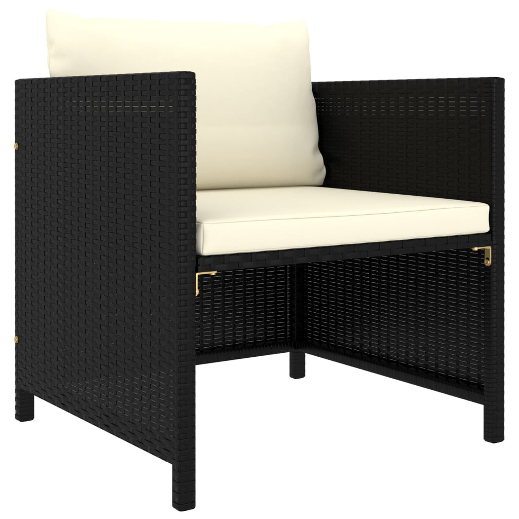 vidaXL 8 Piece Garden Lounge Set with Cushions Poly Rattan Black