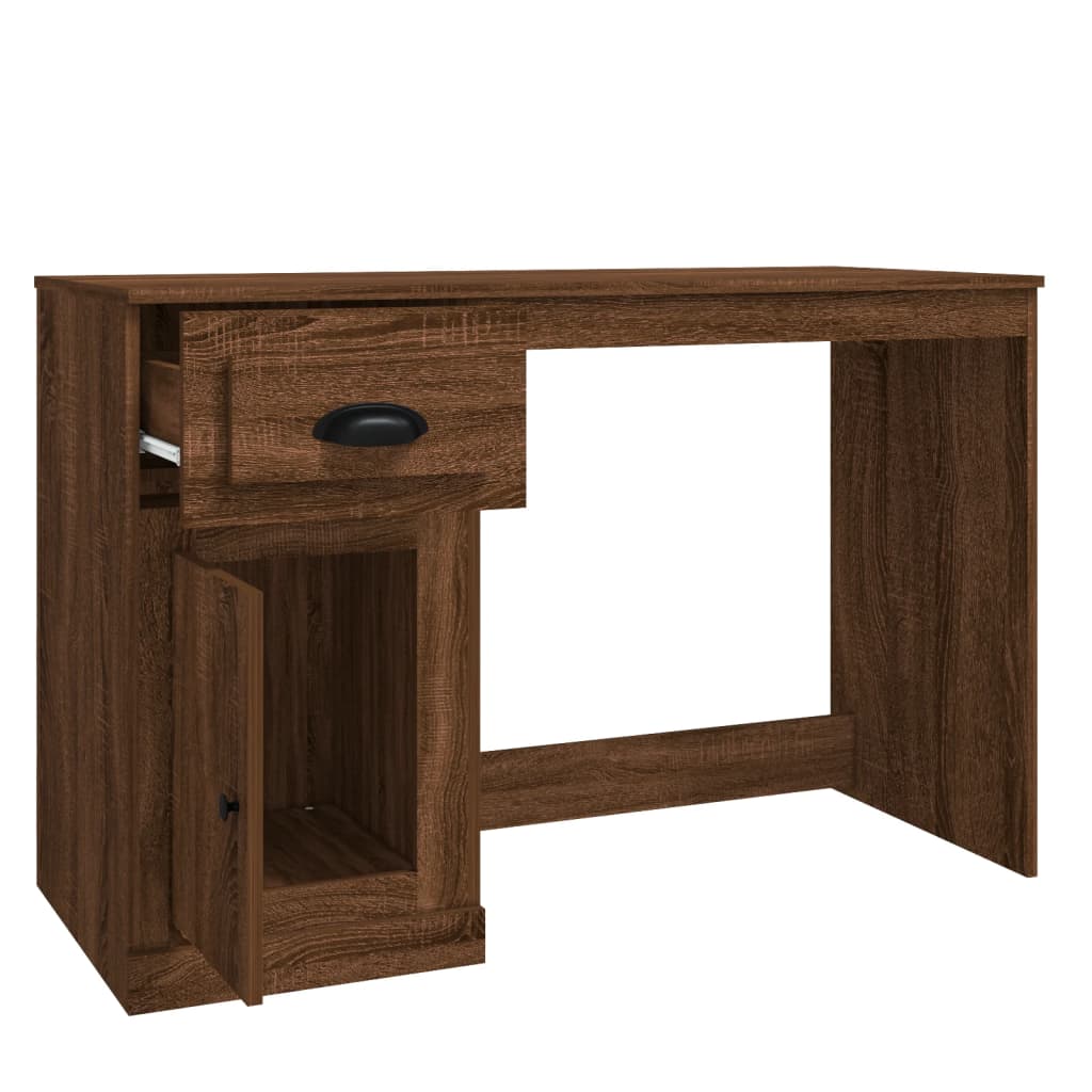 vidaXL Desk with Drawer Brown Oak 115x50x75 cm Engineered Wood
