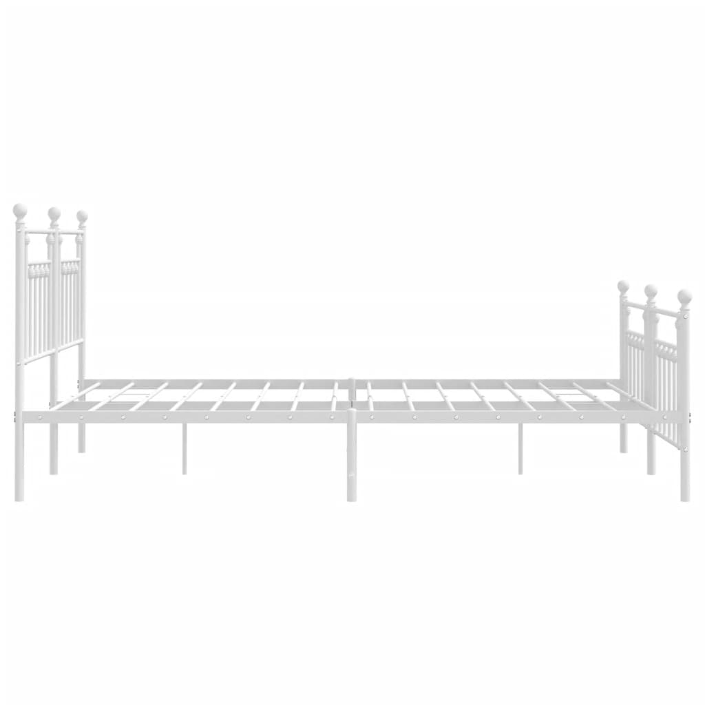 vidaXL Metal Bed Frame without Mattress with Footboard White 180x200 cm Super King